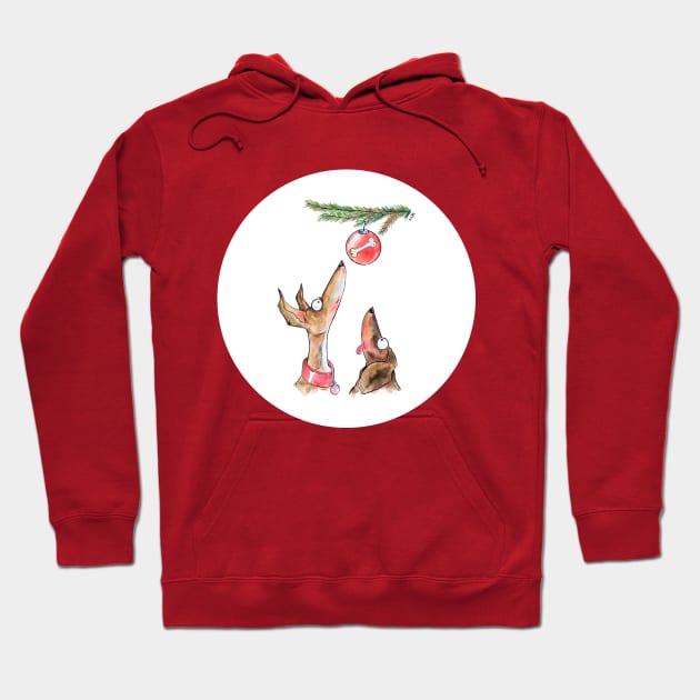 Christmas Waiting Dogs Hoodie by Jokertoons